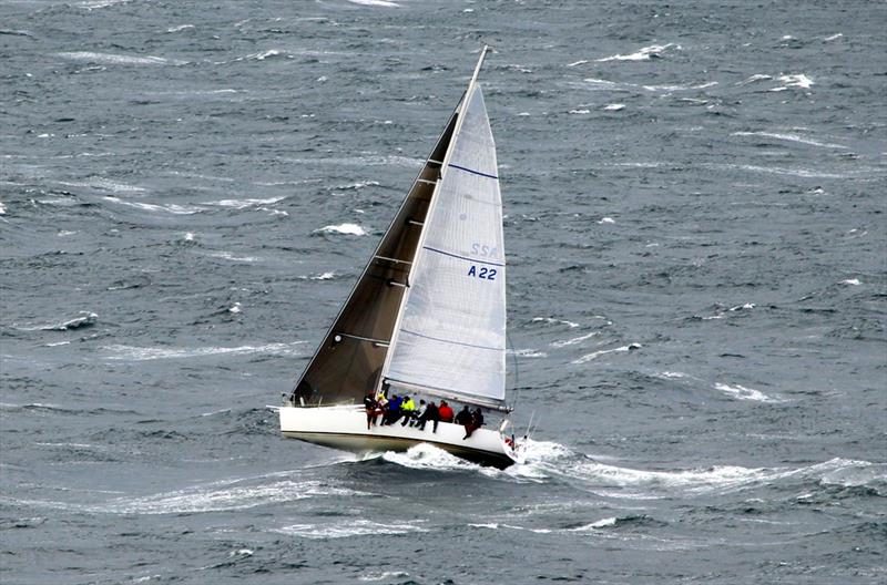 Filepro leaps over a wave on the Derwent in the Channel Race - photo © Peter Watson