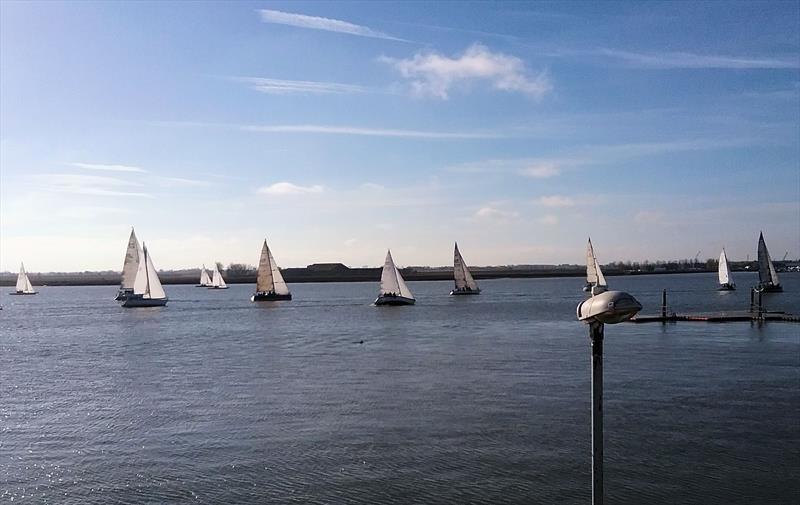 Just after the start of Race 7 of the Crouch Yacht Club Autumn Series - photo © Sally Harbott
