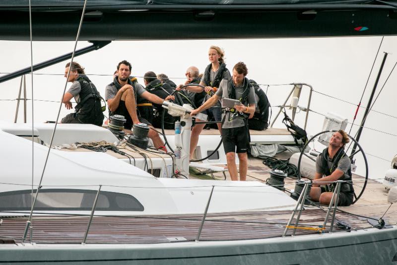 At the helm on arrival in Grenada: 18 year old, Anna Van Nieuwland took the Marten 72, Aragon across the line at the finish of the RORC Transatlantic Race. The 11-strong crew includes friends, family and some 'pro' sailors - photo © RORC / Arthur Daniel
