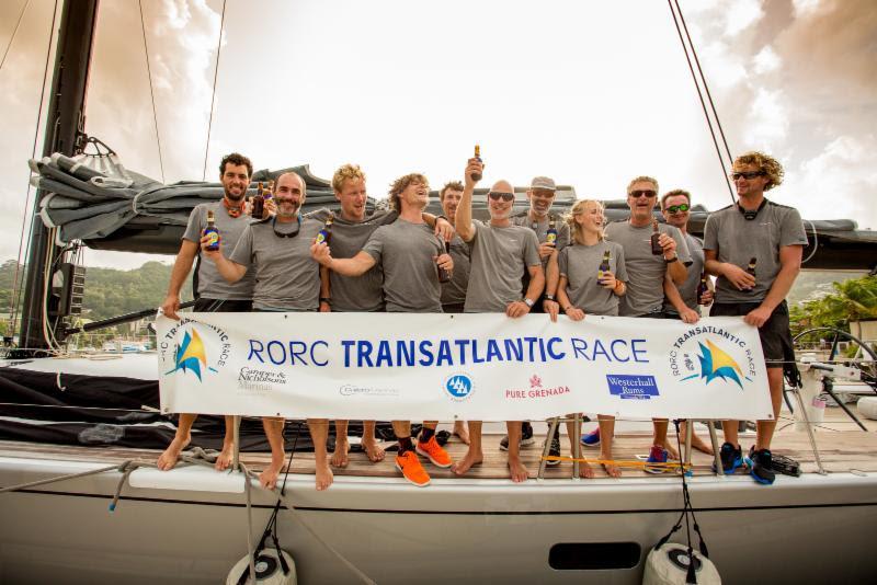 Three cheers and a warm welcome dockside for Aragon who finished the RORC Transatlantic race in Port Louis - photo © RORC / Arthur Daniel