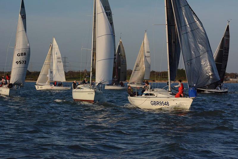 Class 2 prestart on day 3 of the Hamble River Early Bird Series  photo copyright Trevor Pountain taken at Hamble River Sailing Club and featuring the IRC class