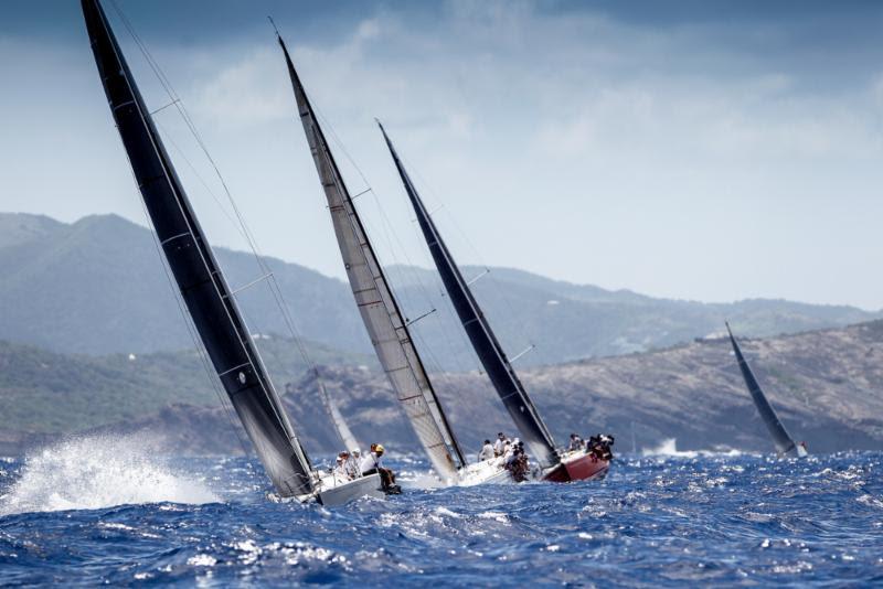 CSA 1 fleet to windward of Willoughby Bay on Johnnie Walker Race Day 3 at Antigua Sailing Week photo copyright Paul Wyeth / www.pwpictures.com taken at Antigua Yacht Club and featuring the IRC class
