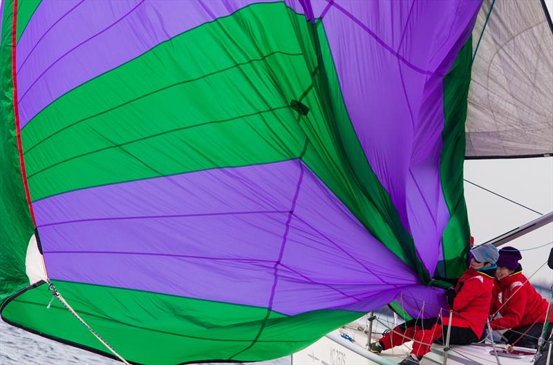 Kite drop on School's Out at the Australian Women's Keelboat Regatta photo copyright Bruno Cocozza taken at Royal Melbourne Yacht Squadron and featuring the IRC class