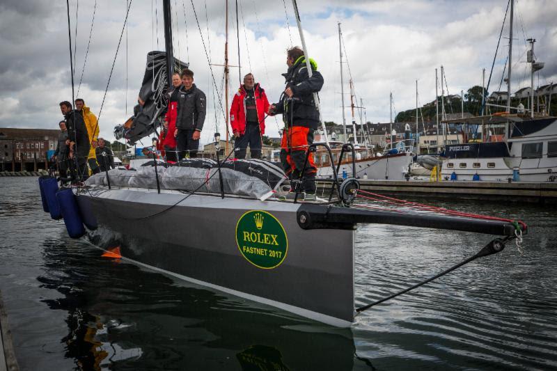 Docking at Plymouth Yacht Haven, Quentin Stewart's Infiniti 46, Maverick in the Rolex Fastnet Race photo copyright ELWJ Photography / RORC taken at Royal Ocean Racing Club and featuring the IRC class