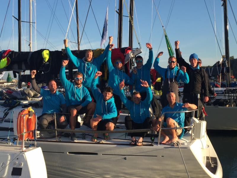 A tired but elated crew on Nick and Suzi Jones' First 44.7 Lisa, skippered by RORC Commodore Michael Boyd - photo © RORC