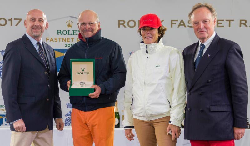 Rolex UK, David Cutler, Didier Gaudoux and Mrs Gaudoux, Michael Boyd RORC Commodore photo copyright Carlo Borlenghi / Rolex taken at Royal Ocean Racing Club and featuring the IRC class