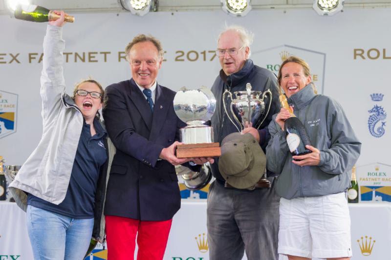 Jonathan Rolls, Xara Best Swan overall, Best SandS designed yacht in IRC overall and the new Dorade Cup for BCT IRC Classic yacht coming 175th in the Rolex Fastnet Race photo copyright Carlo Borlenghi / Rolex taken at Royal Ocean Racing Club and featuring the IRC class
