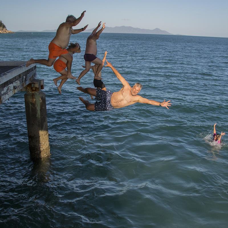 Fancy foot and handwork in the Pier Jumping at SeaLink Magnetic Island Race Week photo copyright Chanelle Robinson taken at Townsville Yacht Club and featuring the IRC class