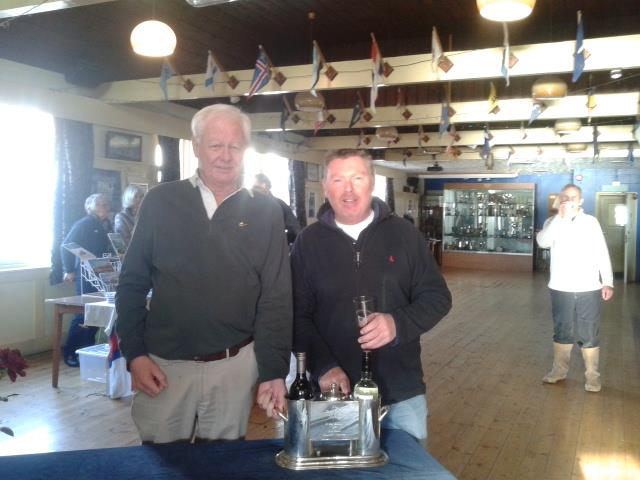 Duncan Haley and Russ Cashel with the Peter Cashel Memorial Trophy - photo © Phillip Harbott