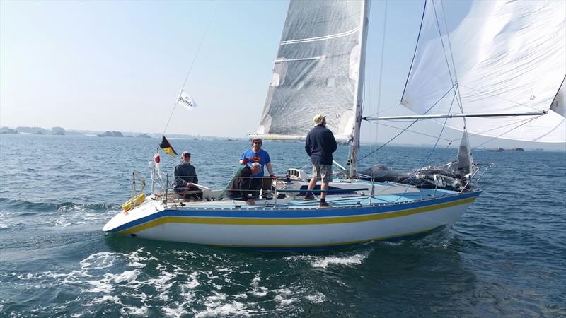 Scorpion in the île de Batz channel during the Roscoff to L'AberWrac'h race photo copyright COGS taken at Royal Cornwall Yacht Club and featuring the IRC class