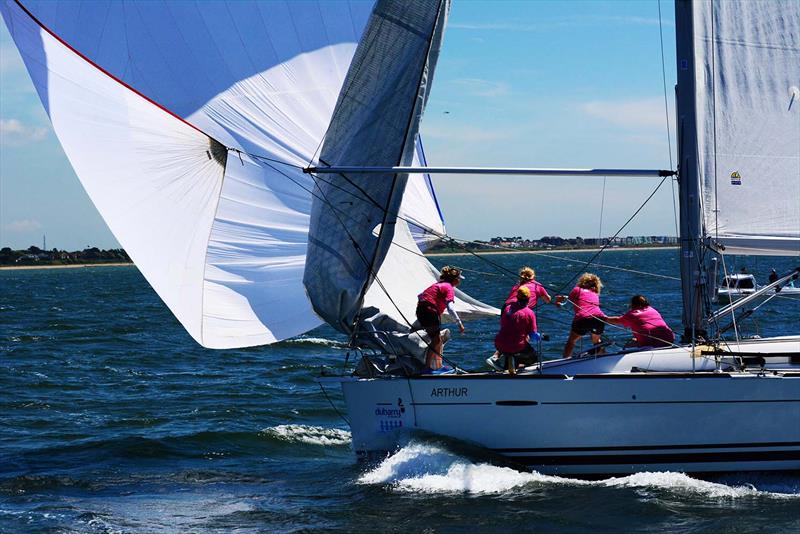 Arthur during the Dubarry Women's Open Keelboat Championship 2018 photo copyright Trevor Pountain taken at Hamble River Sailing Club and featuring the IRC class