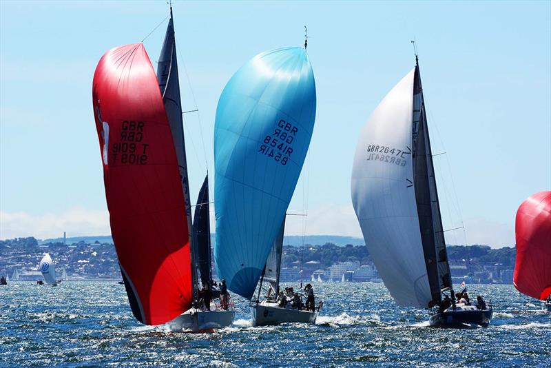 Downwind during the Dubarry Women's Open Keelboat Championship 2018 photo copyright Trevor Pountain taken at Hamble River Sailing Club and featuring the IRC class