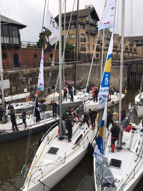Fleet locking out of Liverpool Marina prior to the ISORA Midnight Race photo copyright Mark Thompson taken at Liverpool Yacht Club and featuring the IRC class