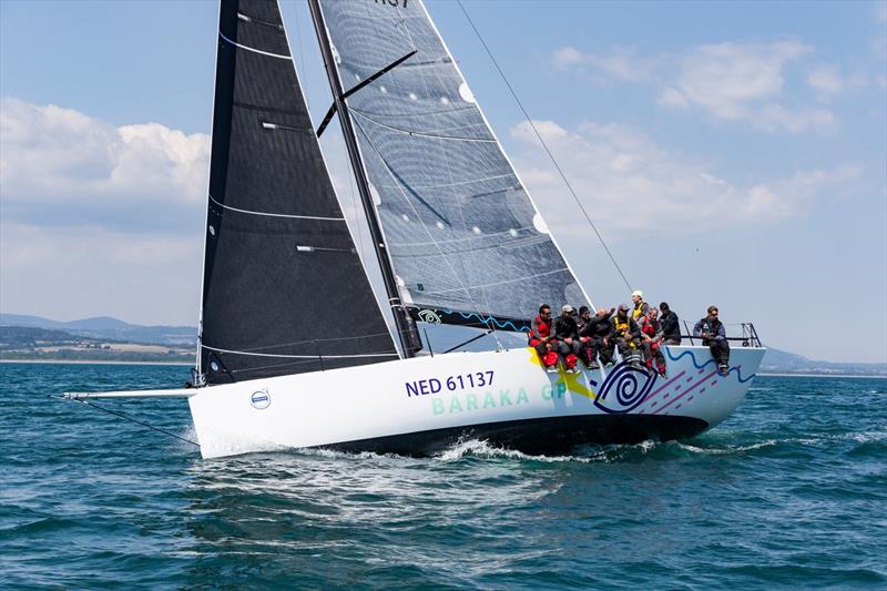 Line honours for Baraka GP in the 2018 Volvo Round Ireland Race photo copyright David Branigan / Oceansport taken at Wicklow Sailing Club and featuring the IRC class