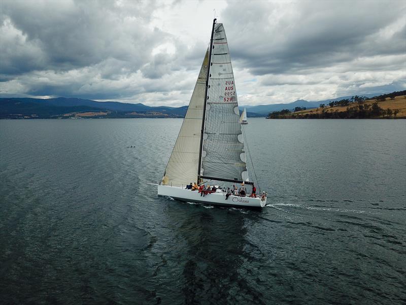Oskana led the 2019 Bruny Island Race fleet into the D'Entrecasteaux Channel and went on to take line honours photo copyright Stephen Shield taken at Royal Yacht Club of Tasmania and featuring the IRC class