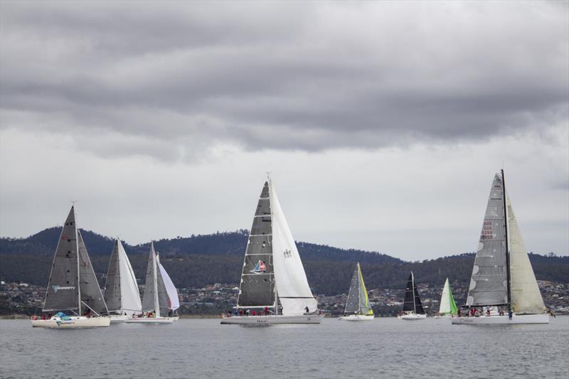 Near windless start for the 2019 Bruny Island race, first held in 1898 - photo © Penny Conacher