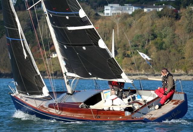 The elegant Tofinou 8 Metre 'Miss Charlie' beating up to the finish line in the Frank Godsell March League at Kinsale photo copyright Dave O'Sullivan taken at Kinsale Yacht Club and featuring the IRC class