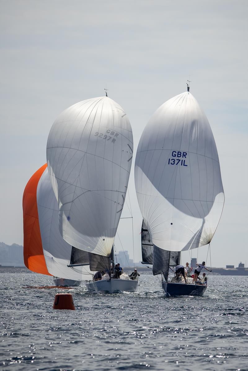 Heading to the leeward mark during the Spinlock IRC Southern Championships in Weymouth photo copyright Louis Goldman taken at Weymouth Sailing Club and featuring the IRC class