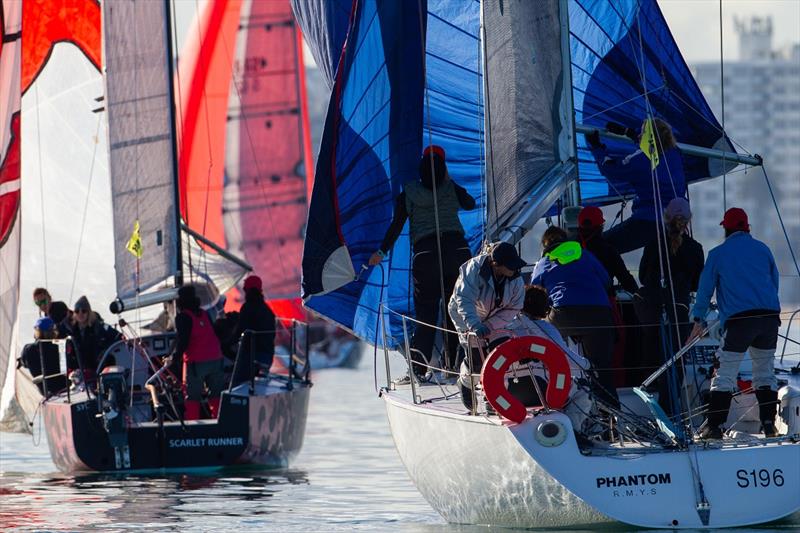 Close downwind leg at the 2018 Australian Women's Keelboat Regatta photo copyright Bruno Cocozza / AB Photography taken at Royal Melbourne Yacht Squadron and featuring the IRC class