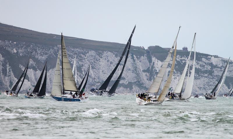 The 2019 Rolex Fastnet Race fleet pass Hurst Casle - photo © Mark Jardine