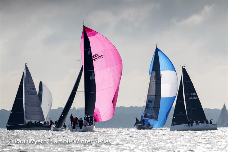 Davanti Tyres, Sabriel, Thunderbird & Jybe Talkin on Week 3 of the HYS Hamble Winter Series photo copyright Paul Wyeth / www.pwpictures.com taken at Hamble River Sailing Club and featuring the IRC class