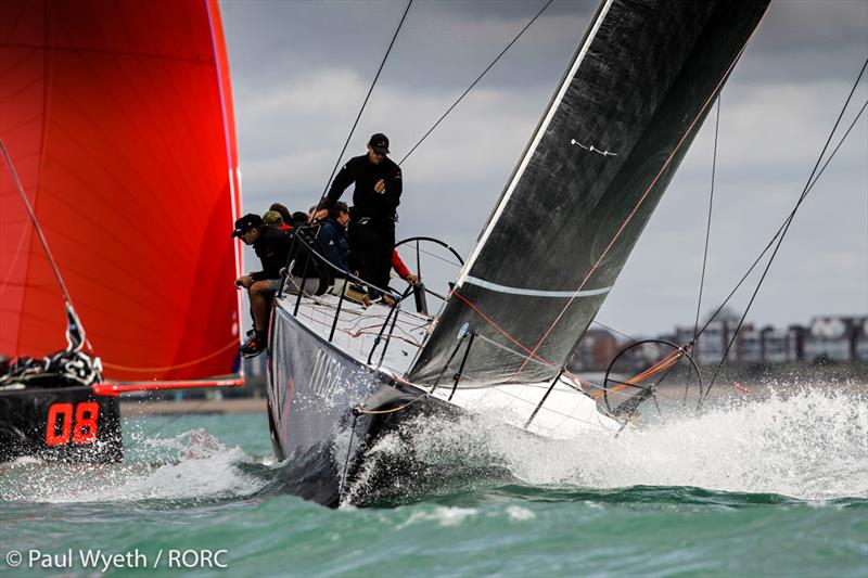 Tony Langley's TP52 Gladiator in IRC One leads around the race track and holds second under IRC behind Rán on day 2 of the RORC IRC National Championships photo copyright Paul Wyeth / pwpictures.com taken at Royal Ocean Racing Club and featuring the IRC class