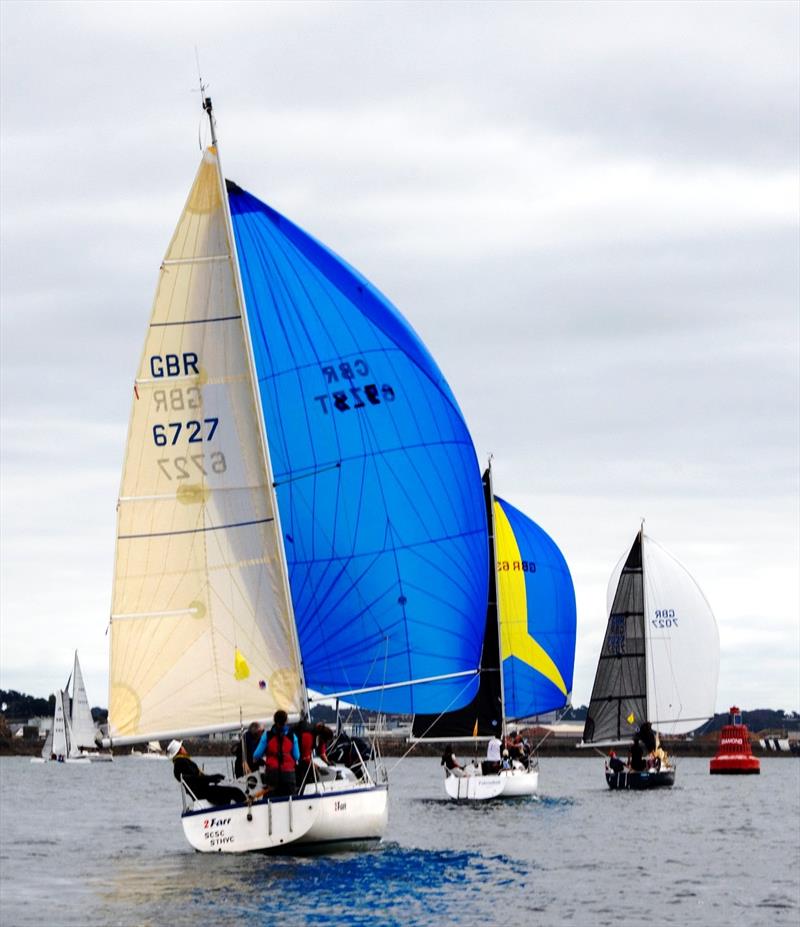 Super Q leading the way during the Carey Olsen Jersey Regatta photo copyright Simon Ropert taken at Royal Channel Islands Yacht Club and featuring the IRC class