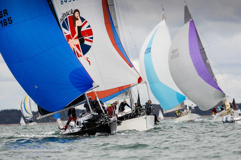 IRC Three fleet, led by Quokka 9, during HYS Hamble Winter Series Race Week 2 - photo © Paul Wyeth / www.pwpictures.com