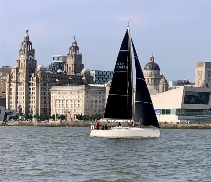 Lyver trophy: Mojito preparing for the start in front of the Lyver Building photo copyright Sam Kitteringham taken at Liverpool Yacht Club and featuring the IRC class