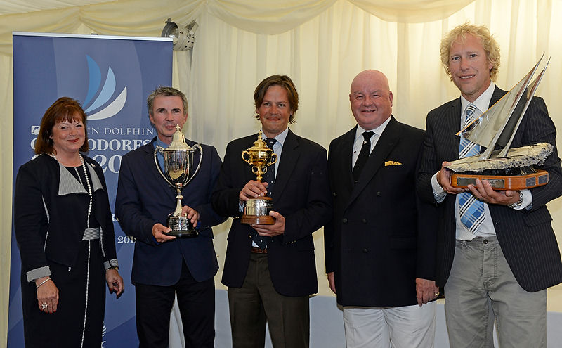 Team GBR Red Commodores' Cup Winners 2012 (l to r) Angela Matheson, Jonathan Goring (Keronimo, Ker 40), Paul Worswick (CNBC, A 35), Jamie Matheson (Brewin Dolphin, Executive Chairman), Andrew Williams (Dignity, Mills 39) photo copyright Rick Tomlinson / RORC taken at Royal Yacht Squadron and featuring the IRC class