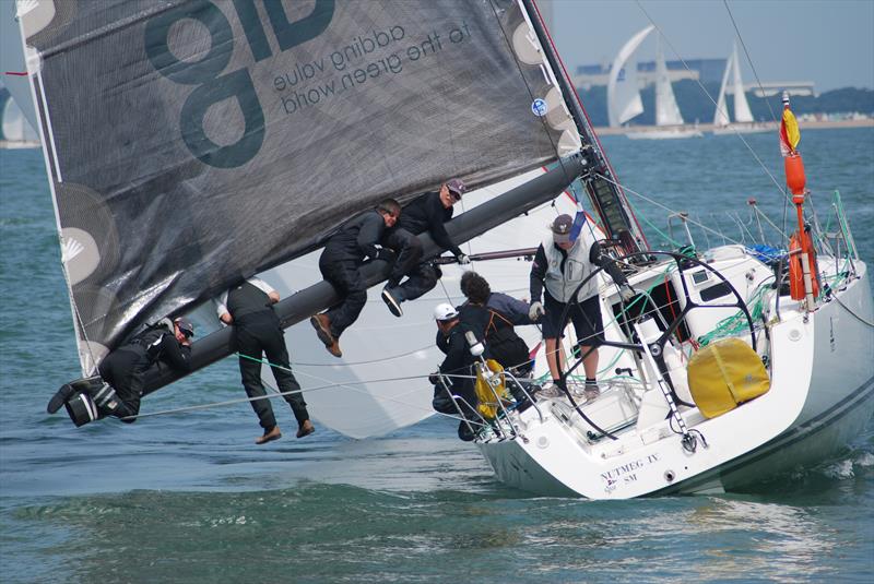 Nutmeg IV on the rocks after the RORC Cowes Dinard St Malo Race start - photo © Tom Hicks