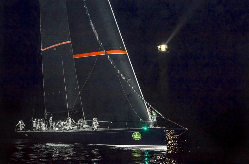 Bella Mente (USA) passing the Fastnet Rock early on Tuesday morning in the Rolex Fastnet Race 2013 - photo © Daniel Forster / Rolex
