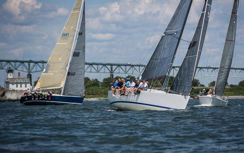 Oakcliff Sailing Center's Youth Challenge entry Oakcliff (background) and New York Yacht Club's Youth Challenge entry Settler (front) during the 2013 Ida Lewis Distance Race - photo © Meghan Sepe