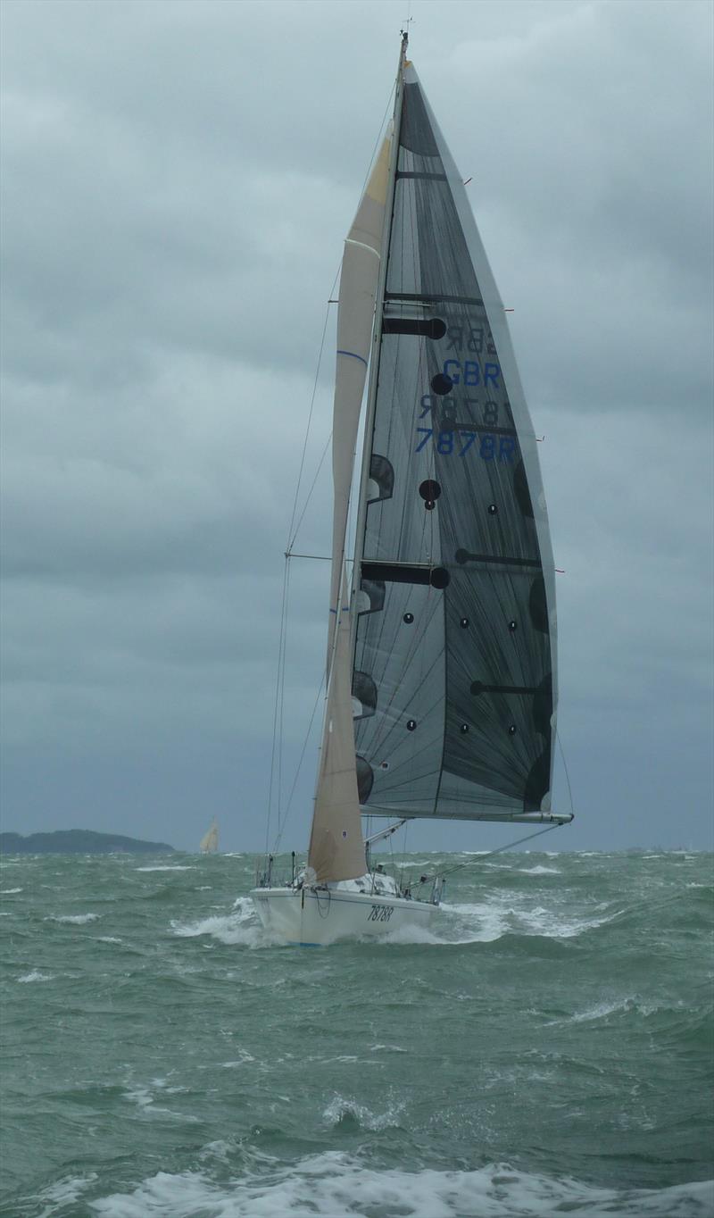 Ding Dong! a Stewart 37, skipper Chris Rustom during the Solo Offshore Racing Club Poole and Back races photo copyright Kirsteen Donaldson taken at Solo Offshore Racing Club and featuring the IRC class