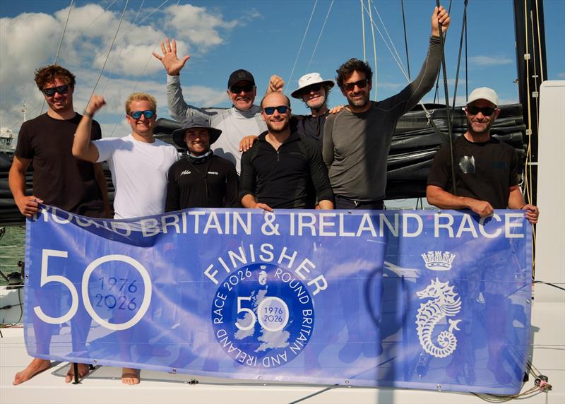 Celebrations for Palanad 4 in the 2026 RORC Round Britain and Ireland Race - photo © Corinna Haines / RORC