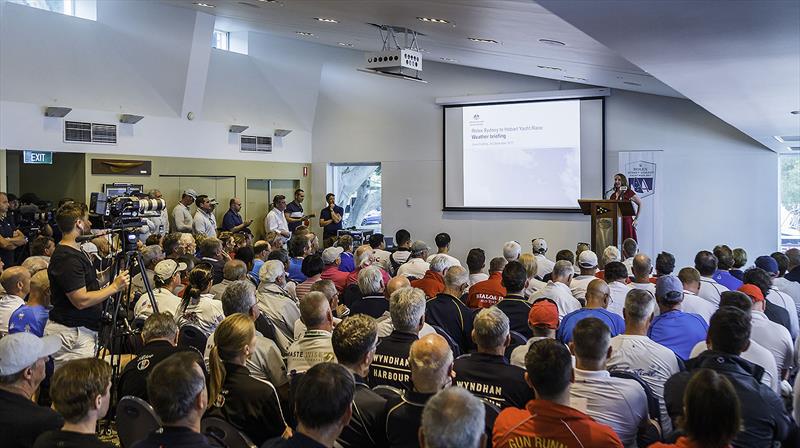 Attention paid during the final weather briefing by the Bureau of Meteorology photo copyright Rolex / Stefano Gattini taken at Cruising Yacht Club of Australia and featuring the IRC class