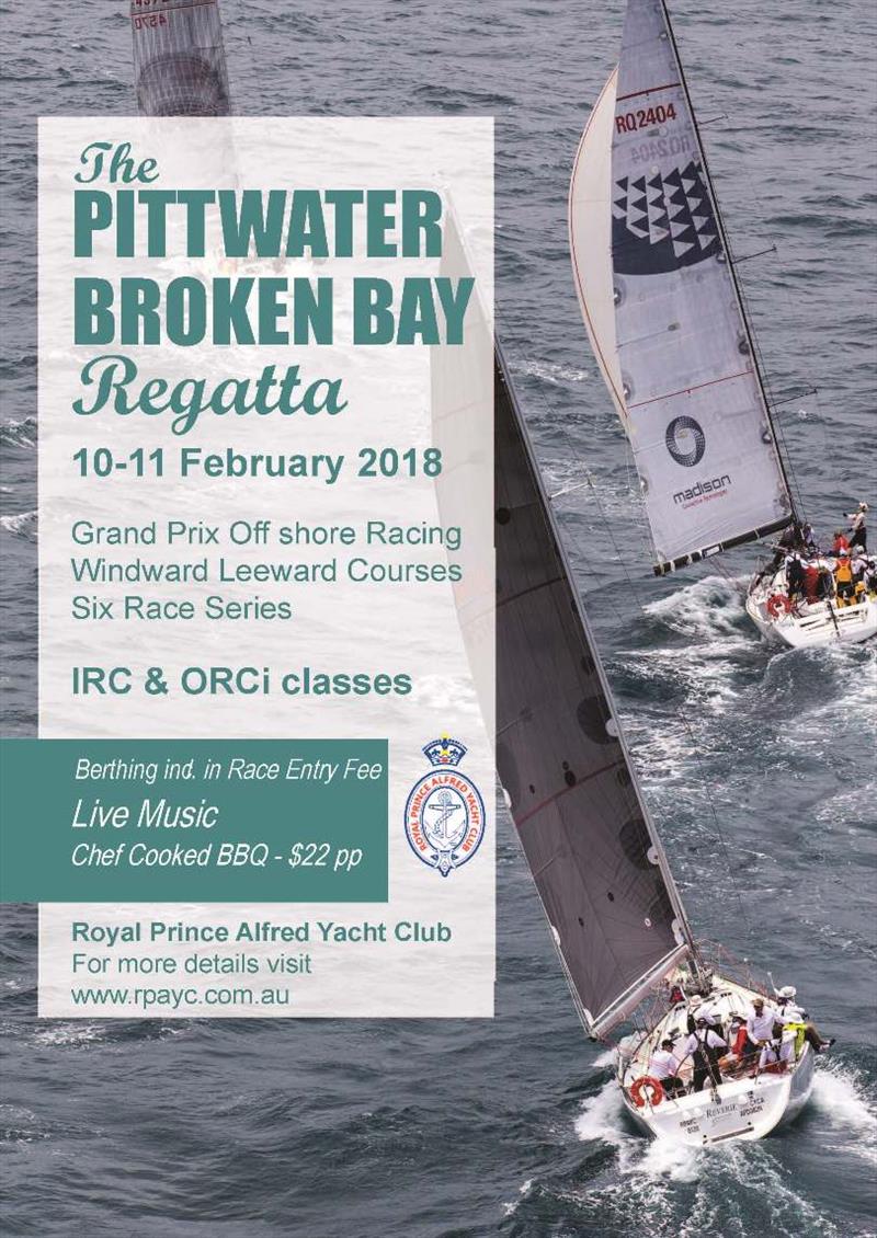 Pittwater Regatta Poster 2018 photo copyright RPAYC taken at Royal Prince Alfred Yacht Club and featuring the IRC class