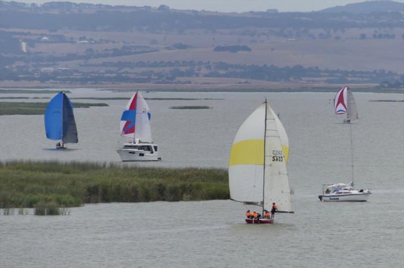 After turning right at Point Sturt the fleet were able to crack sheets photo copyright Chris Caffin taken at Milang Regatta Club and featuring the IRC class