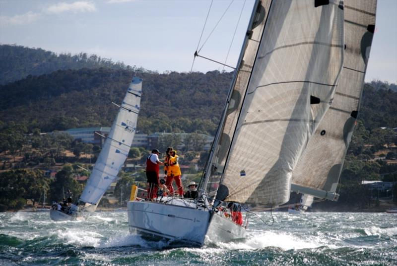 Most Bruny Island races seem to start in light breezes on the Derwent….this was an exception photo copyright Peter Campbell taken at  and featuring the IRC class