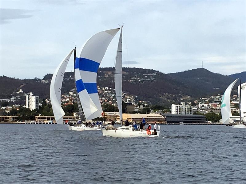 The Bruny Island race fleet had a long and fast spinnaker run to the bottom of the island, south of Hobart photo copyright Penny Conacher taken at Royal Yacht Club of Tasmania and featuring the IRC class
