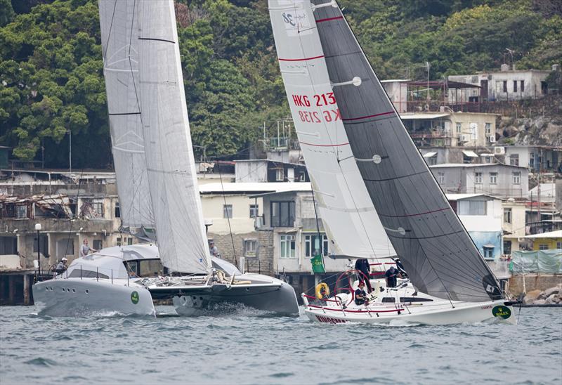 Mach 2 and Kingsman at Lei Yue Mun. Rolex China Sea Race 2018 photo copyright photo RHKYC / Guy Nowell taken at Royal Hong Kong Yacht Club and featuring the IRC class
