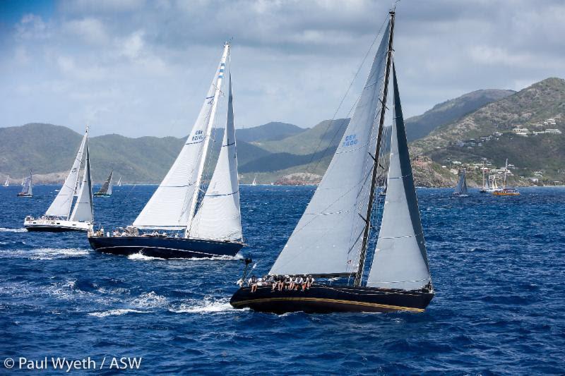 Latona from Germany and Starry Night of the Caribbean racing in CSA Racing 3 - 2018 Antigua Sailing Week: KPMG Race Day 5 - photo © Paul Wyeth / pwpictures.com