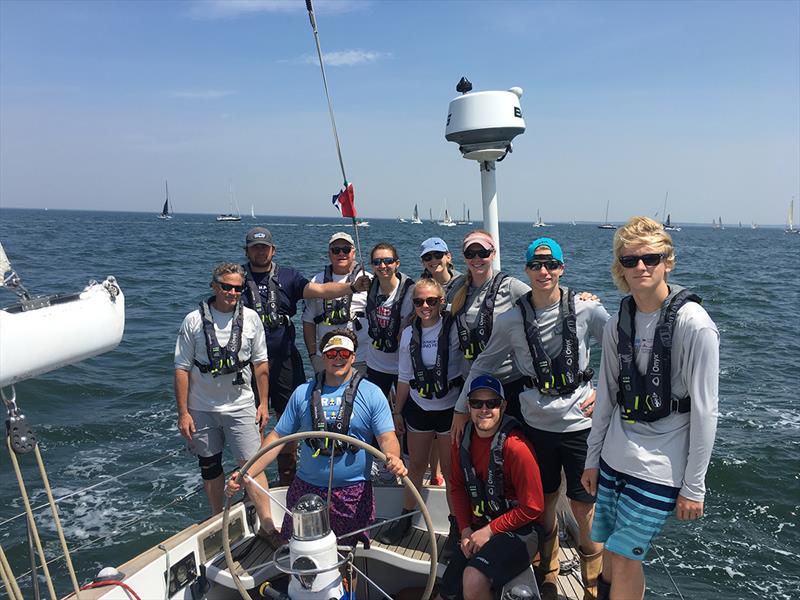 The youth crew of the 48-foot Dreamcatcher gets set for a practice race around Block Island in late May  - photo © Newport Bermuda Race