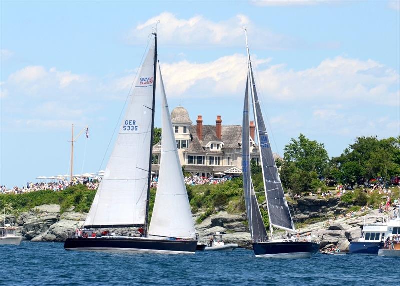 In a southerly breeze, the fleet tacks to stay off the rocks near Castle Hill, Newport - Newport Bermuda Race - photo © Talbot Wilson