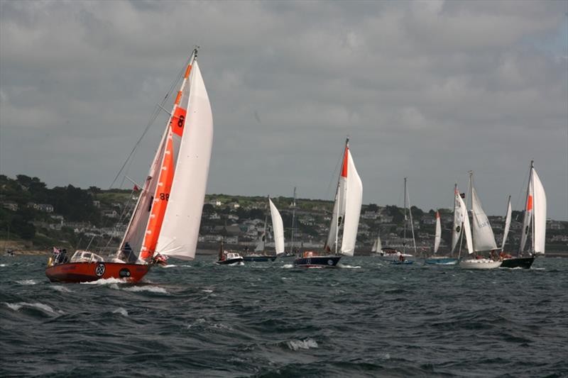 Start of the GGR SITRaN Challenge race from Falmouth to Les Sables d'Olonne, France. Mark Sinclair's Australian entry COCONUT (88) gets a head start on Uku Randmaa's Estonian yacht ONE & ALL - photo © Bill Rowntree / PPL / GGR