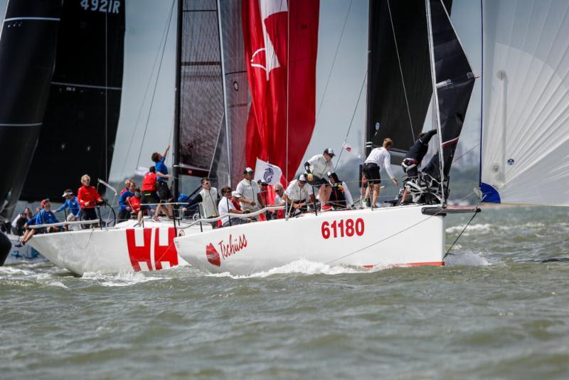 Competing in IRC One, Christian Kugel's MAT 1180 Tschuss is now fourth overall in class - 2018 IRC European Championship and Commodores' Cup photo copyright Paul Wyeth / pwpictures.com taken at Royal Ocean Racing Club and featuring the IRC class