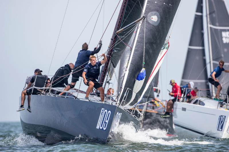 Katariina II on final approach to a top mark with J Lance just astern - it's boat-on-boat racing photo copyright Sander van der Borch taken at Jachtclub Scheveningen and featuring the IRC class