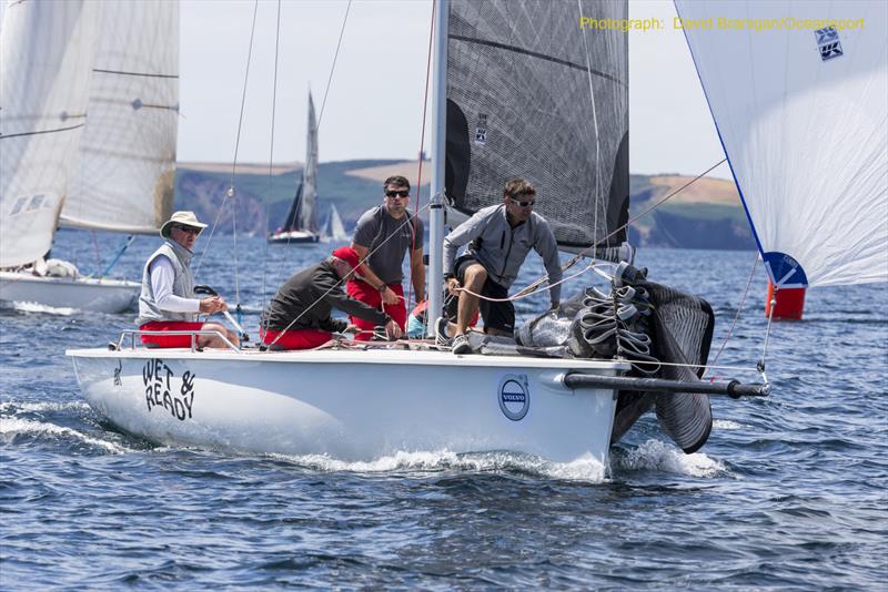 Anthony O'Leary's Antix leading the fleet at the start on day 4 of 2018 Volvo Cork Week photo copyright David Branigan / www.oceansport.ie taken at Royal Cork Yacht Club and featuring the IRC class