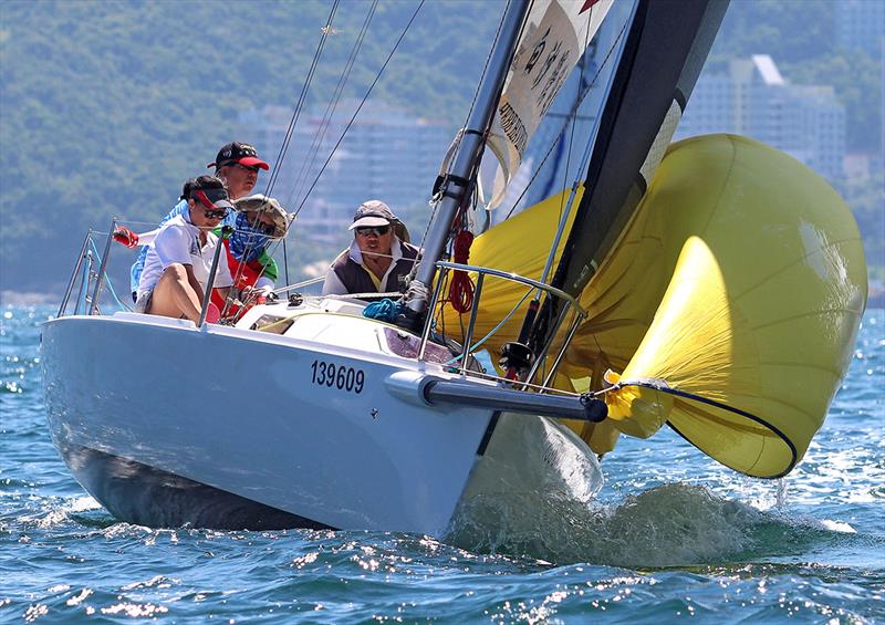 Jive readies its kite - 2018 Peroni Summer Saturday Series , Race 7 photo copyright Fragrant Harbour taken at Hebe Haven Yacht Club and featuring the IRC class