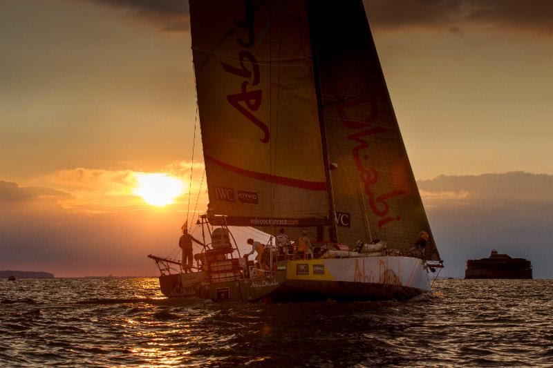 Approaching the Solent at sunset in the 2014 race - photo © Ian Roman